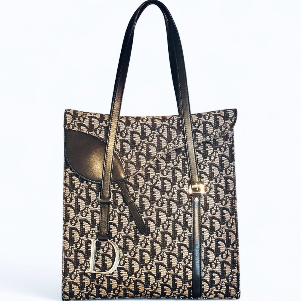 Vintage Dior Trotter  Diorissimo Saddle Tote Bag